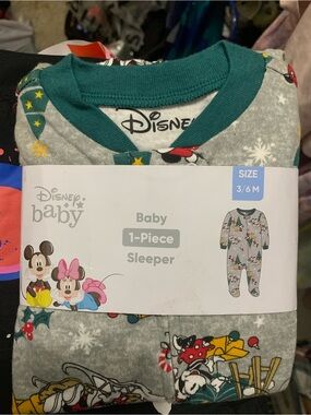 Disney Holiday 3-6 months baby footed pajamas